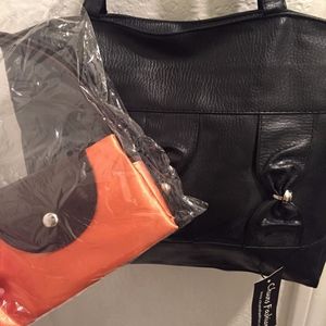 Large oversized Vegan Tote w/folding shopping tote